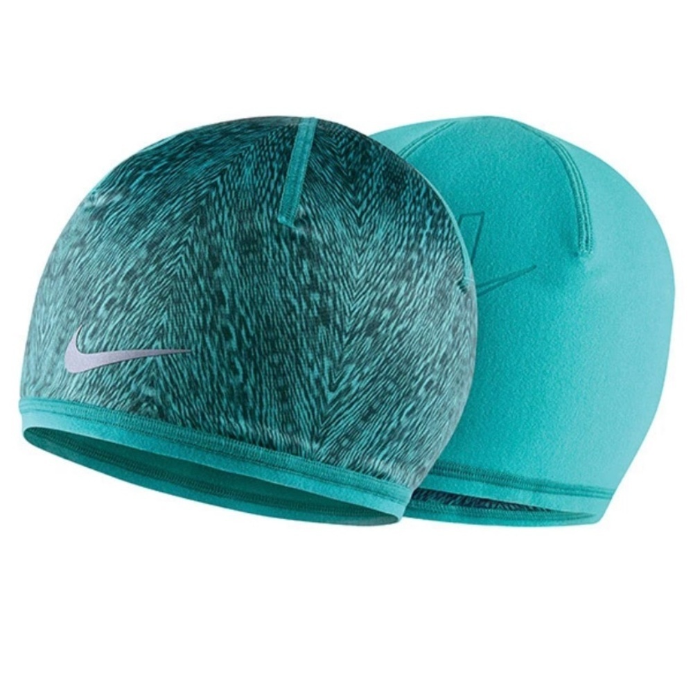 Nike Women's Running Reversible Beanie Hat (Teal/Blue Pattern) - NWOT - Picture 3 of 3